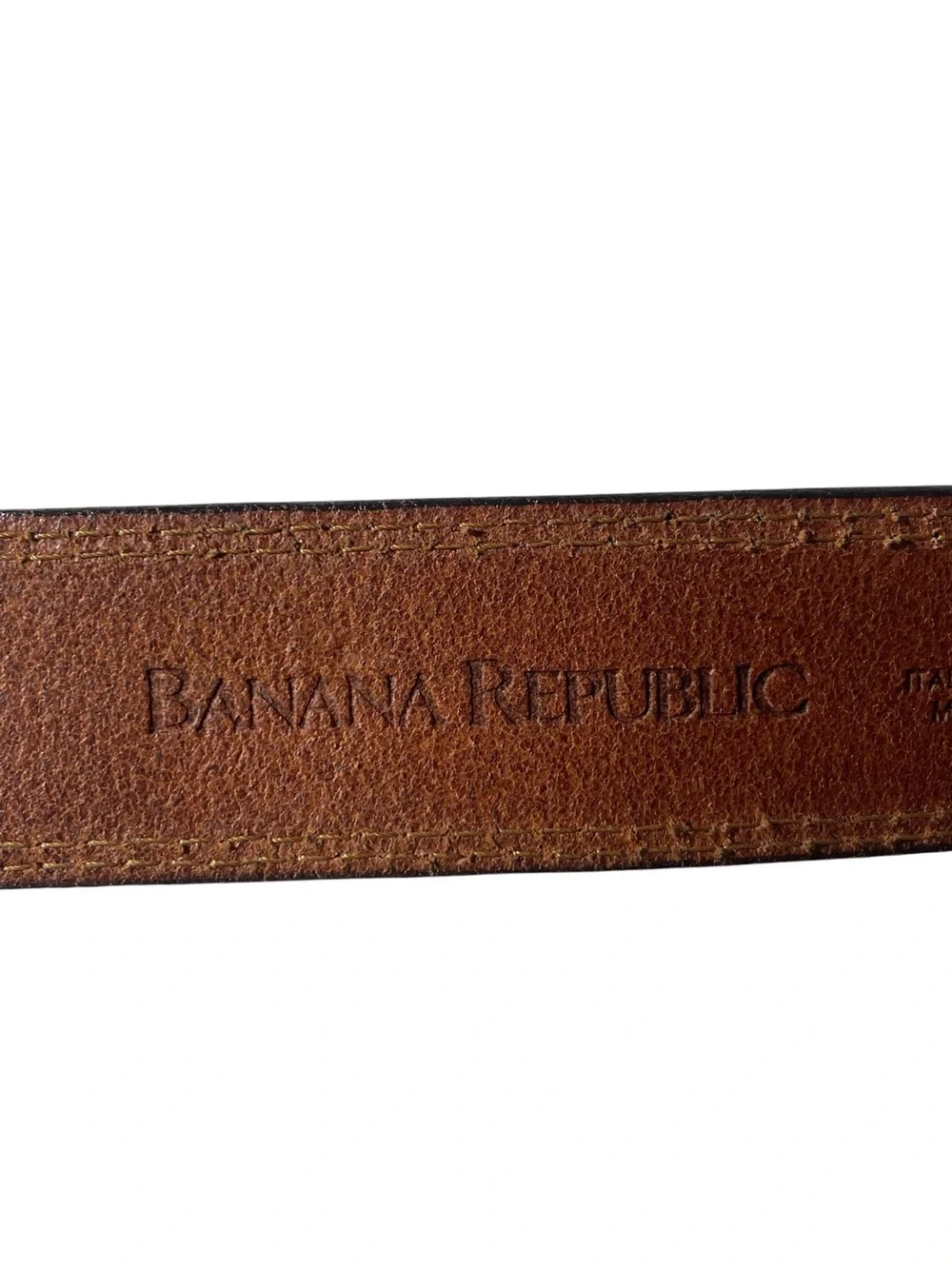 Banana Republic Burnished Italian  Leather Men's Belt Made in USA Sz 32 S Brass